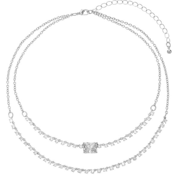 Believe By Brilliance Fine Silver Plated CZ Choker Necklace - Picture 1 of 7